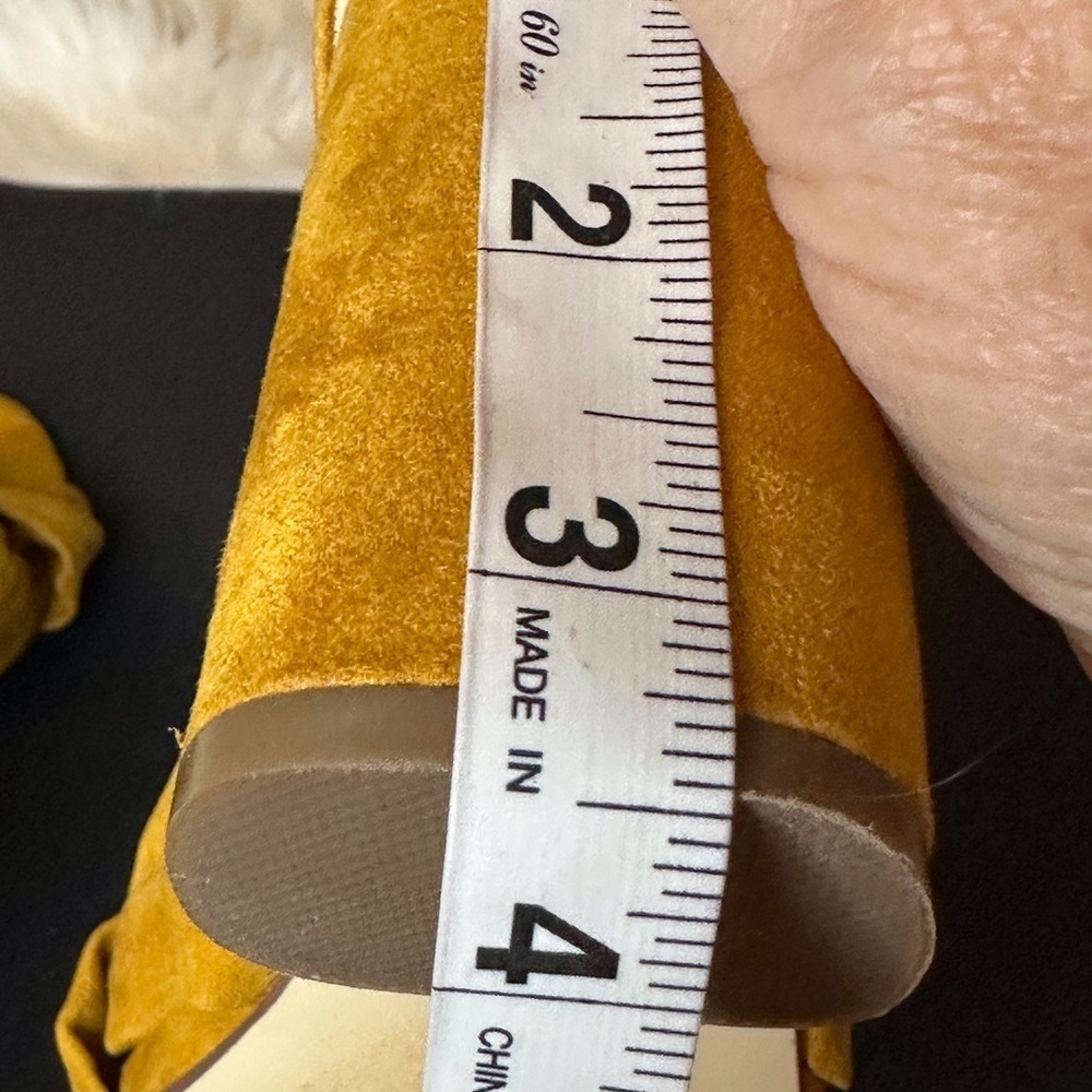 Shoe Dazzle Yellow Suede Mules - Picture 6 of 7